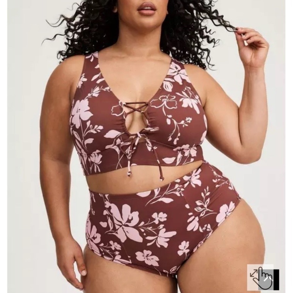 NEW Torrid High-Rise Strappy Back‎ Swimsuit Bottoms Plus Size 3X- 22-24 Floral